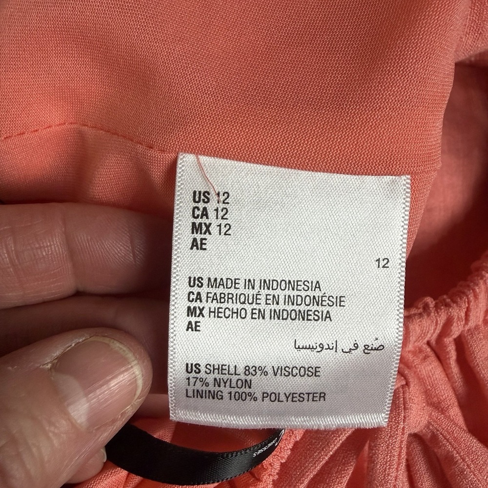 INC Maxi Sun Dress Smocked Tiered Peachy Pink Cottage Peasant Easter Wedding 12 - Picture 11 of 14